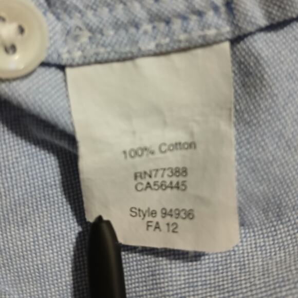 J Crew Women's sz 0 blue oxford half-button long-sleeve tunic blouse 100% cotton - Picture 8 of 11